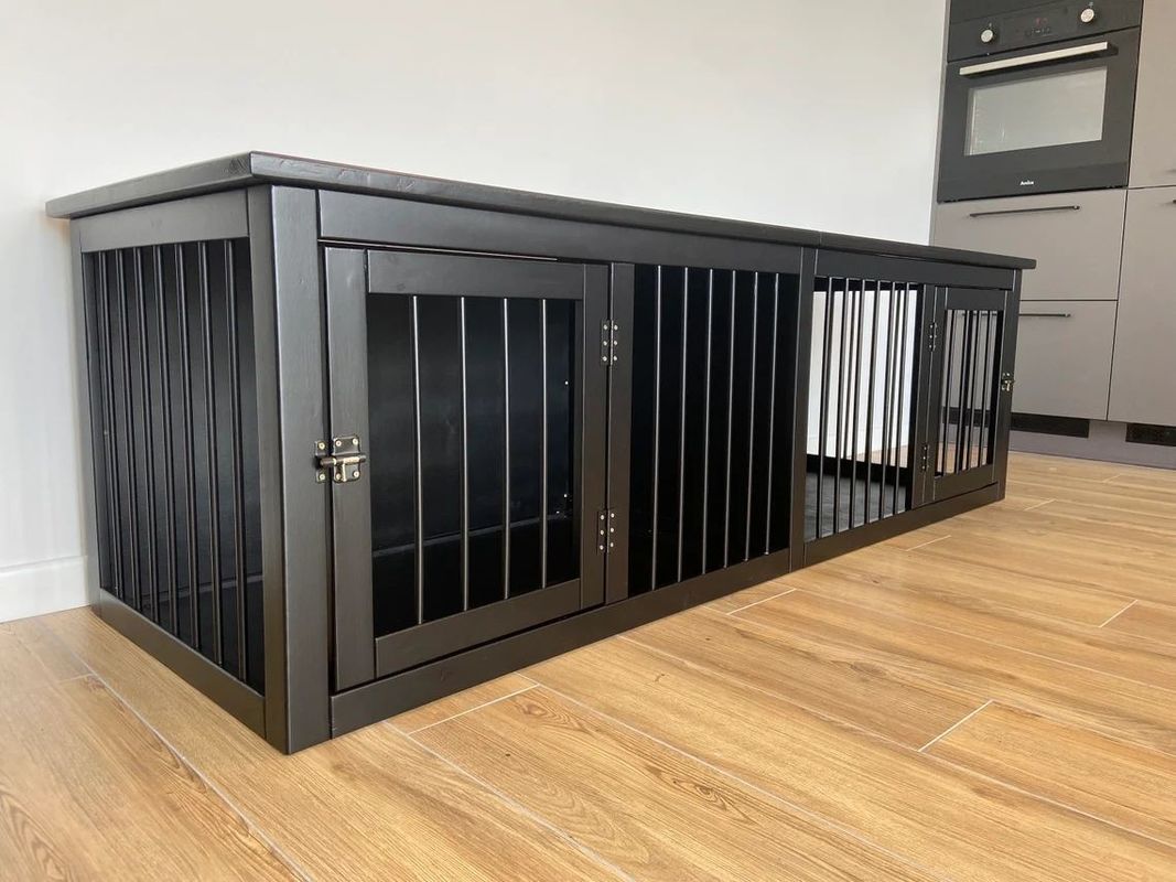 CE 목제 애완 가구 이중 도어 우즈 개는 손으로 만드는 W140*D50*H50cm을 나무 상자에 채워 넣습니다