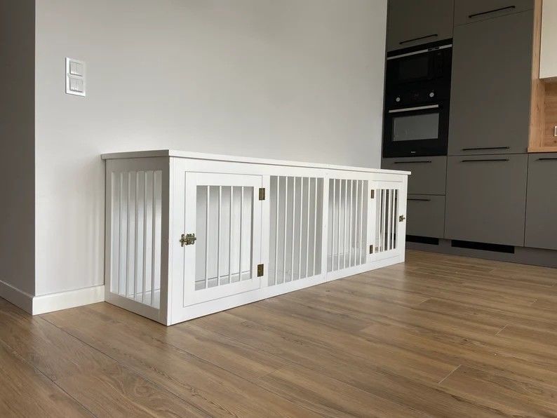 CE 목제 애완 가구 이중 도어 우즈 개는 손으로 만드는 W140*D50*H50cm을 나무 상자에 채워 넣습니다