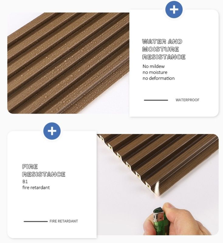 실내 장식 목재 색상 에너지 효율성 기상 유연성 반 스크래치 WPC 벽 패널 3D 효과