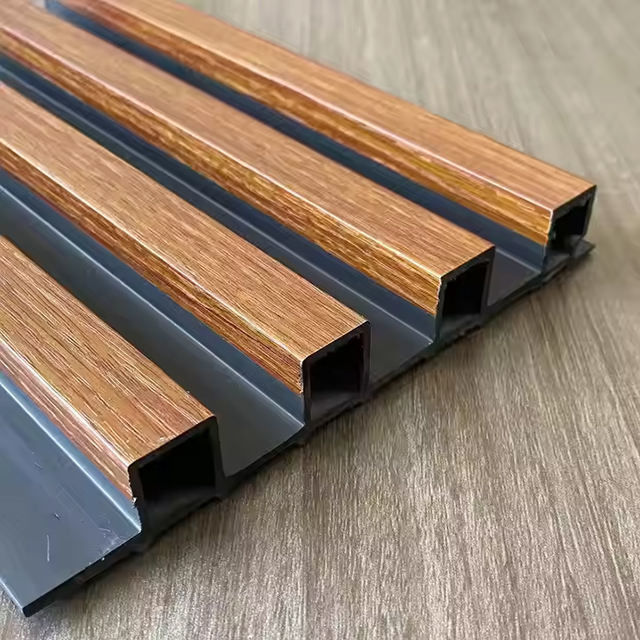 PVC WPC 인테리어 벽 지방 패널 3D 데코 WPC 벽 패널 (호텔 인테리어용 대나무 디자인)