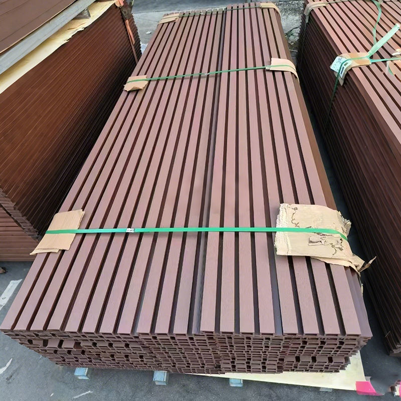 목재 플라스틱 복합 외관 외관 Wpc 벽지 방수 Wpc 플루팅 패널 장식 벽지 외관