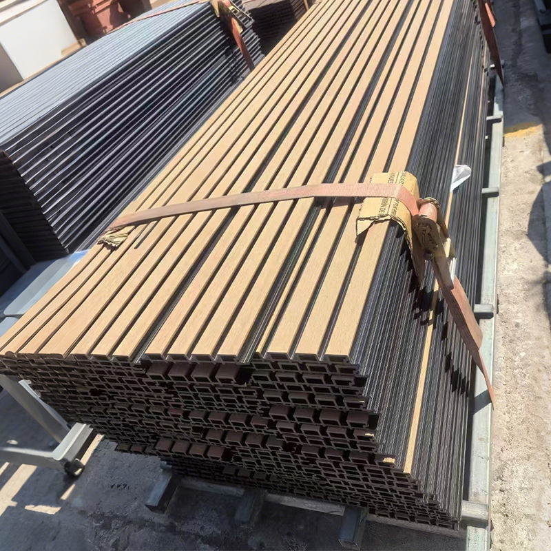 목재 플라스틱 복합 외관 외관 Wpc 벽지 방수 Wpc 플루팅 패널 장식 벽지 외관