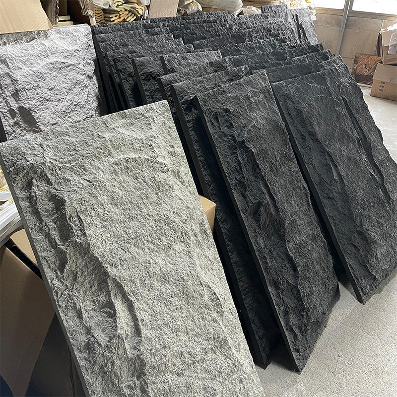 3D 가짜 돌 벽 패널 내부 벽 장식용 PU Wainscoting 패널 PU 돌 시멘트 텍스처 벽 장식용 두꺼운 억양