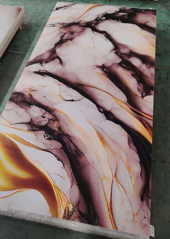 UV 대리석 시트 현대 PVC 벽 패널 하이 글로시 장식 보드 TV 배경 인테리어 홈용 플라스틱 1220x2440mm*3mm