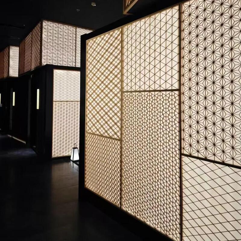 목조 Kumiko 목조 공예품 목조 문 창문 목조 상자 일본 음식점 장식 벽벽