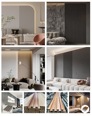 모던을 다른 금속을 입히는 집의 장식 160*24mm 3d 세로홈이 형성된 Wpc 벽판지